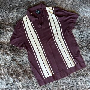 Abercrombie & Fitch Brown and Cream Polo Shirt